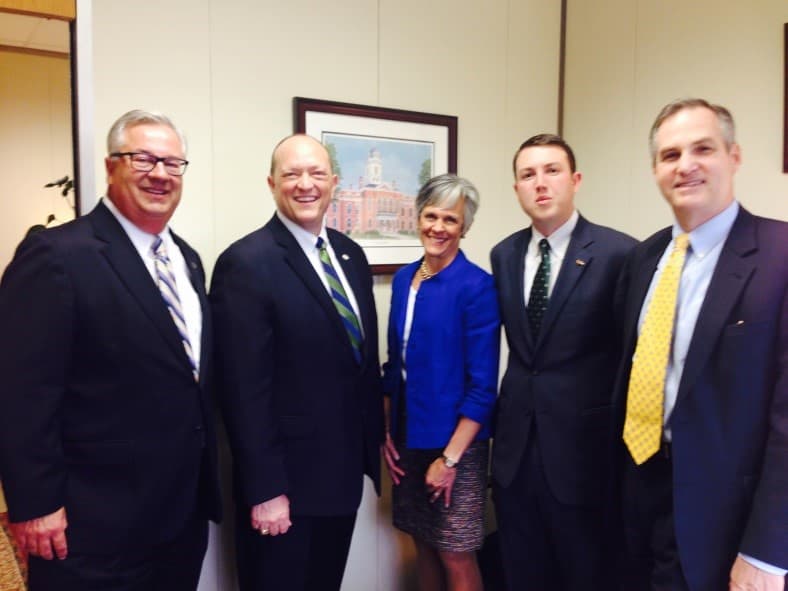        From left UNC Board of Governors member Henry Hinton; Rep. Dean Arp, UNC Charlotte ‘99; UNC Board of Governors member Joan Perry; Dave Craven, UNC Charlotte ‘12 and UNC Board of Governors member Steve Long