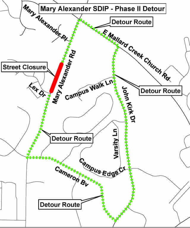 Mary Alexander Road Closure Map  - Phase 2