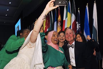 Chancellor Dubois and students take a selfie