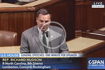U.S. Representative Richard Hudson ('96) speaks on the floor of the U.S. House of Representatives