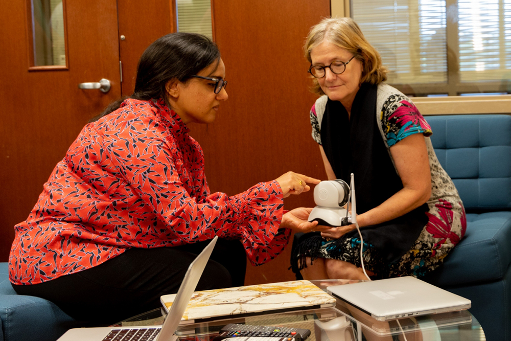 Dr. Meera Sridhar and Dr. Mary Lou Maher at the SmartHome Lab in 2019